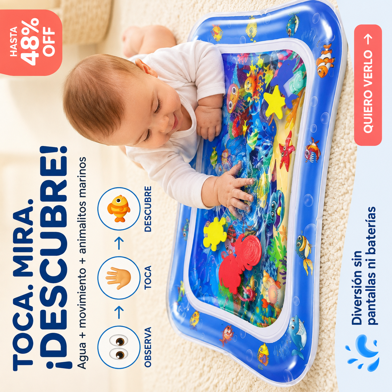 tapete juego sensorial de agua para bebe