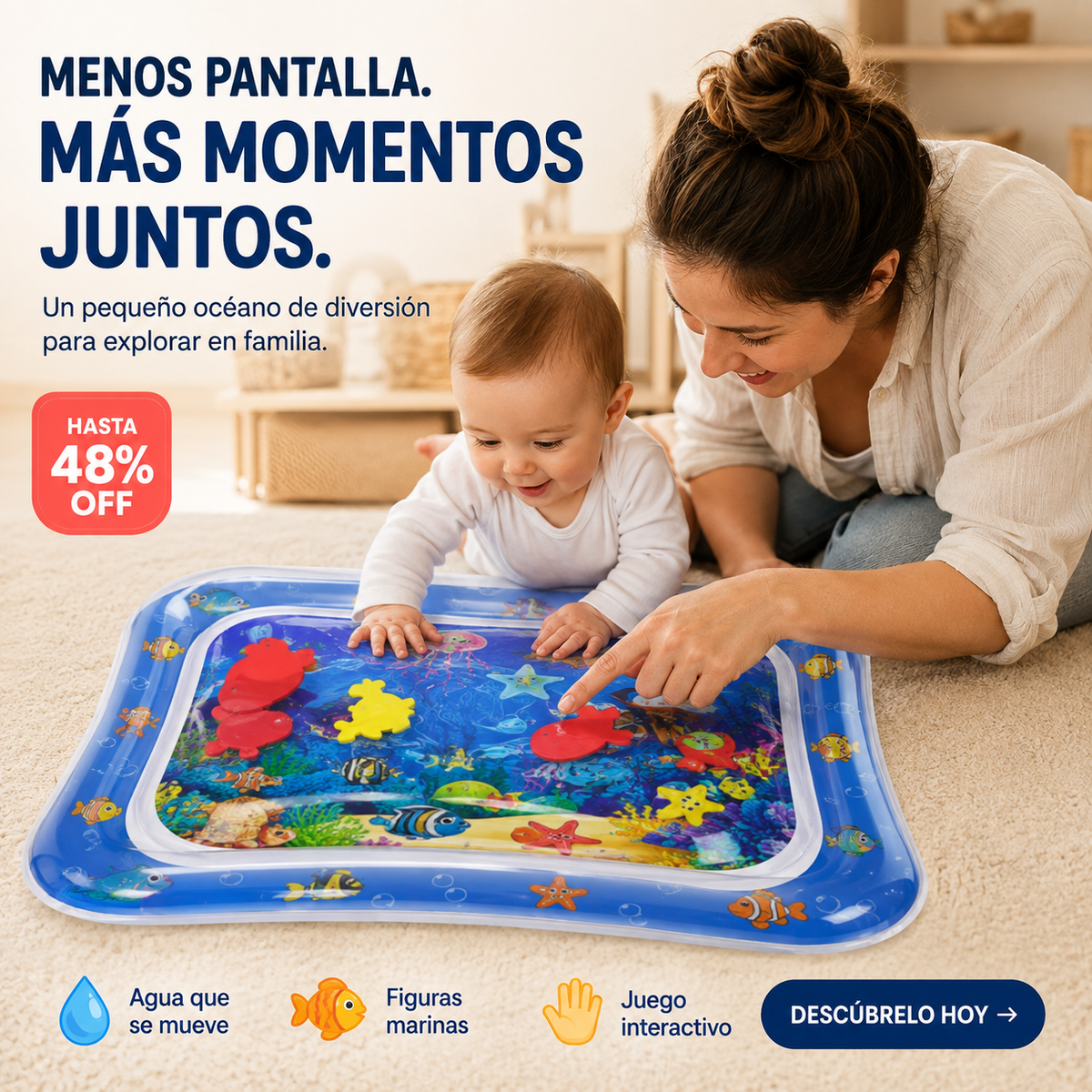 tapete juego sensorial de agua para bebe