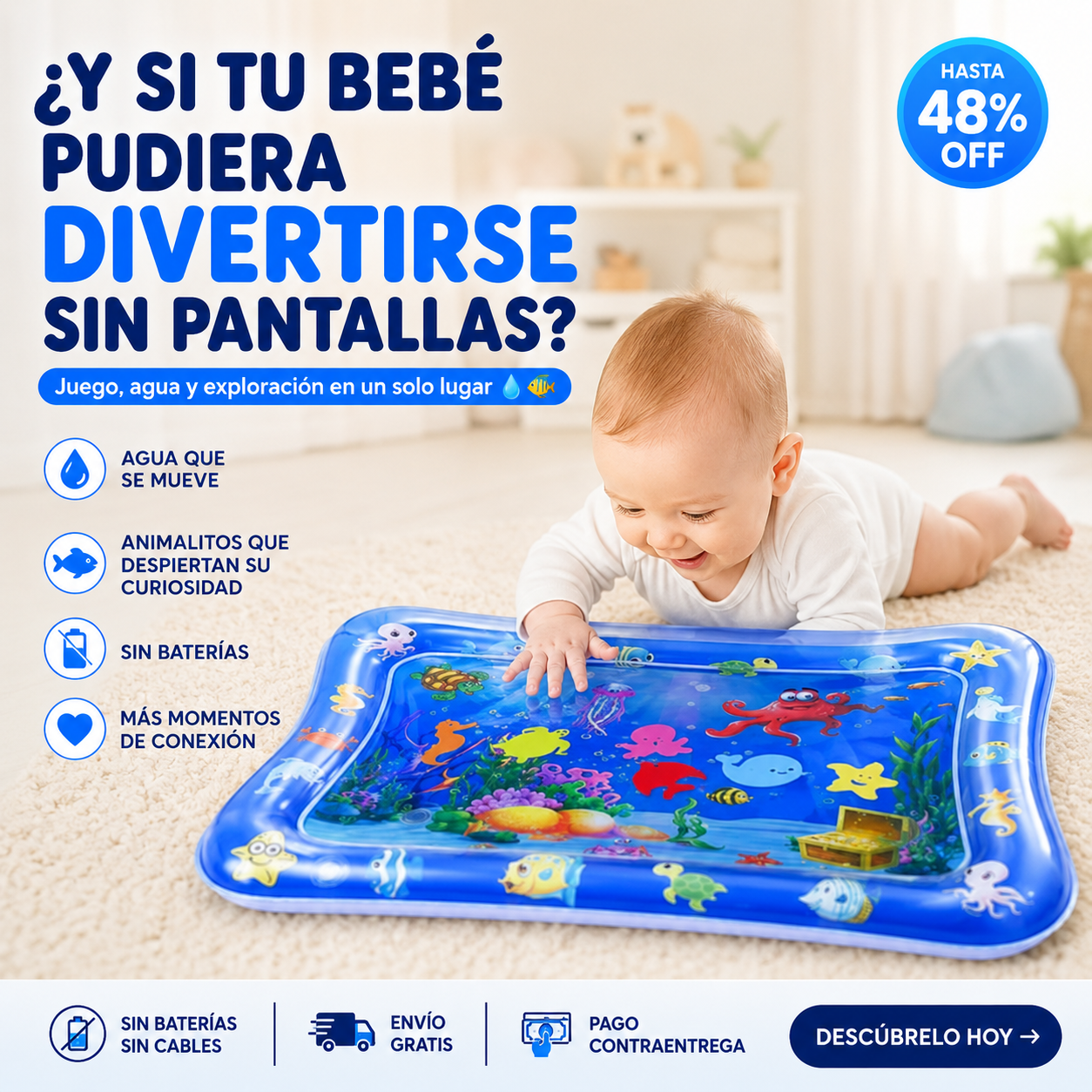 tapete juego sensorial de agua para bebe