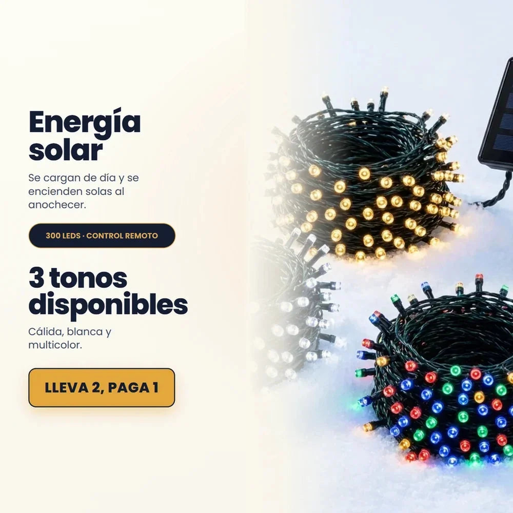 Luces Navidad Panel Solar 100 Led