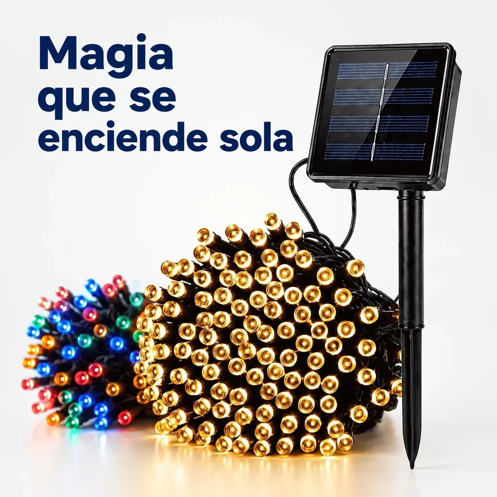 Luces Navidad Panel Solar 100 Led