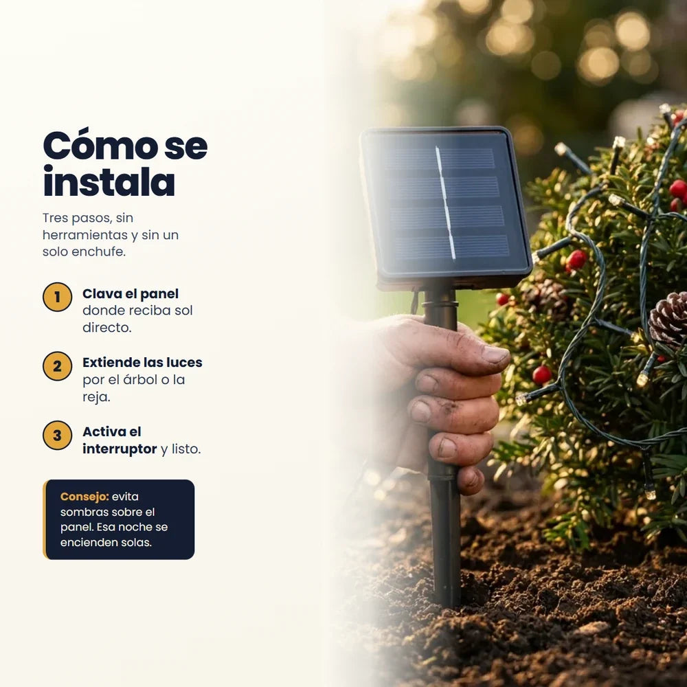 Luces Navidad Panel Solar 100 Led